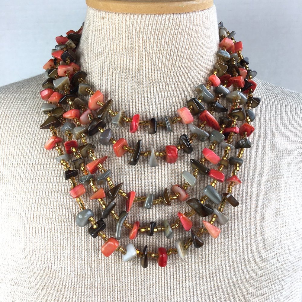 Vintage Multi Strand Stone Necklace